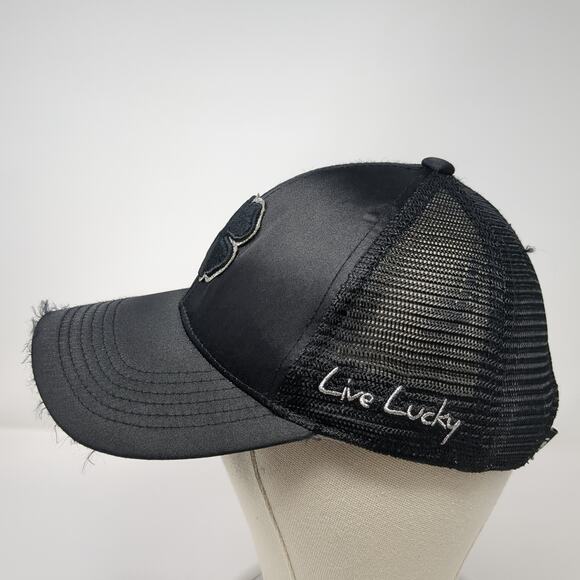 Black Clover Slideback Trucker Hat Black One Size Adjustable Mesh Back 6 Panel - Picture 3 of 10